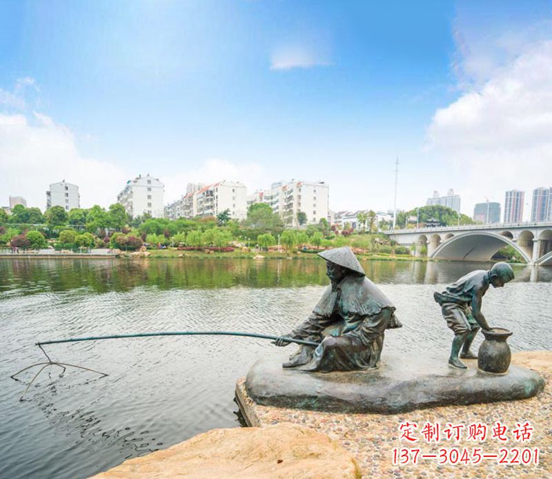 南通渔翁钓鱼公园景观铜雕