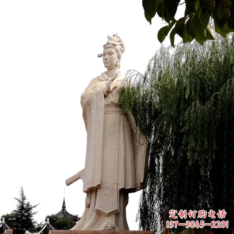 南通虞姬砂岩石雕-景区园林古代人物著名美女雕像