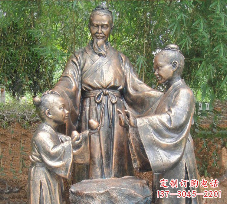 南通寓言故事铜雕_孔融让梨