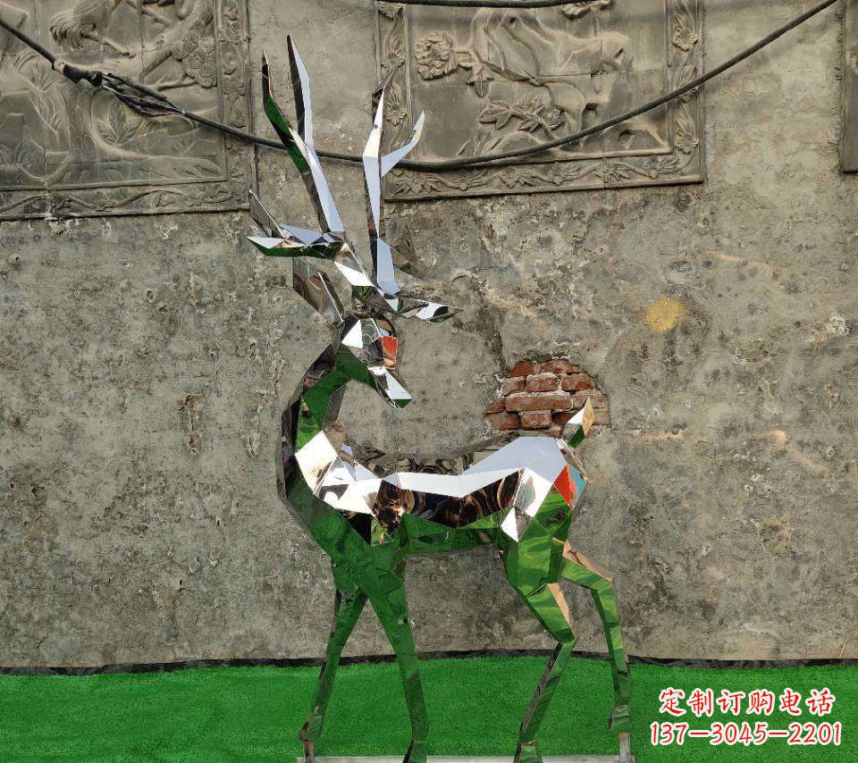 南通园林不锈钢抽象小鹿雕塑