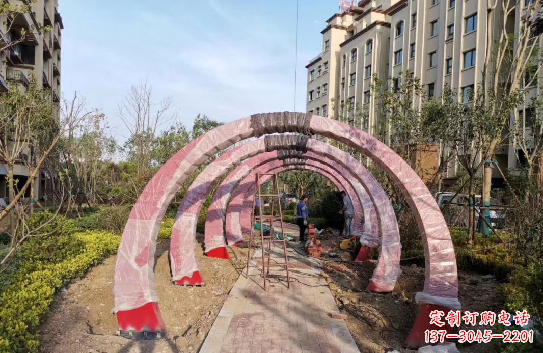 南通园林不锈钢拱门景观雕塑