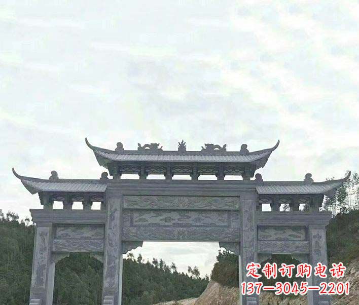 南通园林仿古三门石牌坊景观石雕