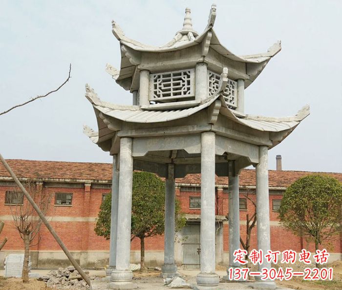 南通园林仿古双层石雕凉亭 (2)