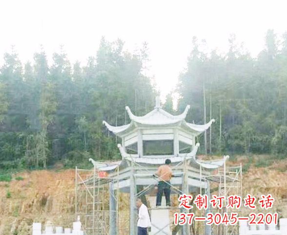 南通园林仿古双层石凉亭景观石雕 (2)