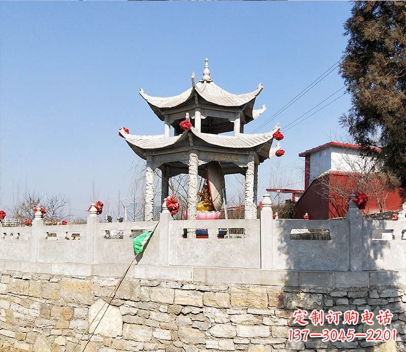 南通园林仿古双层石凉亭景观石雕 (3)
