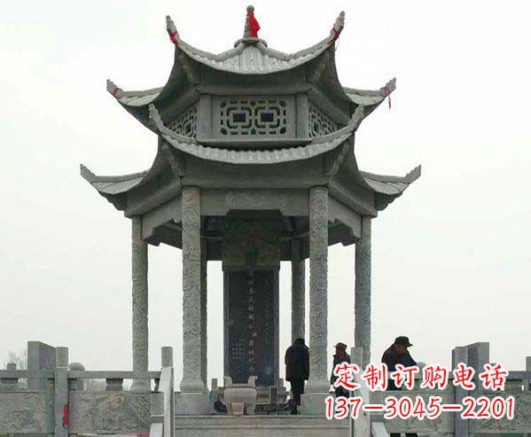 南通园林仿古双层石凉亭景观石雕