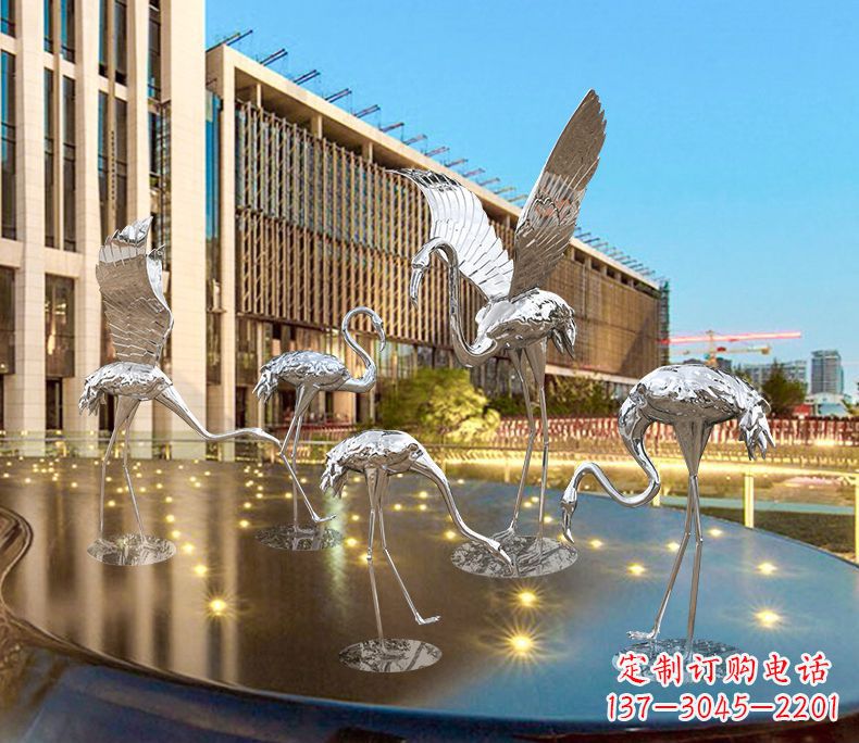 南通园林火烈鸟不锈钢雕塑