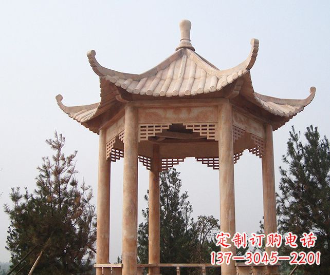 南通园林景观单层石雕凉亭 (3)