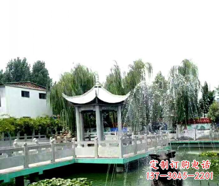 南通园林景观单层六角石雕凉亭