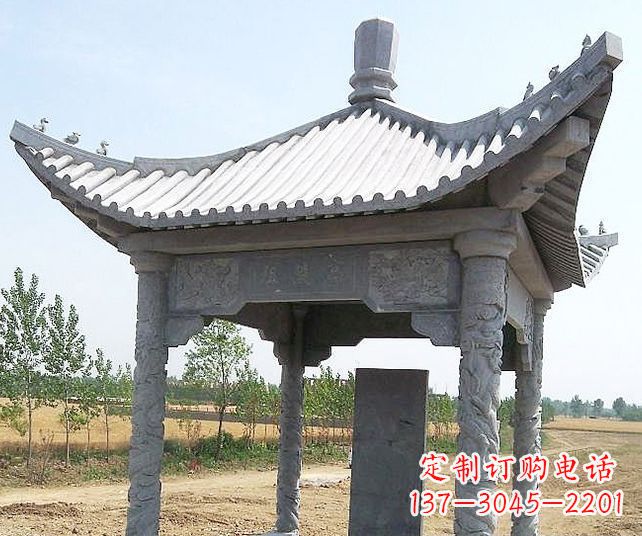 南通园林景观单层石雕凉亭 (4)