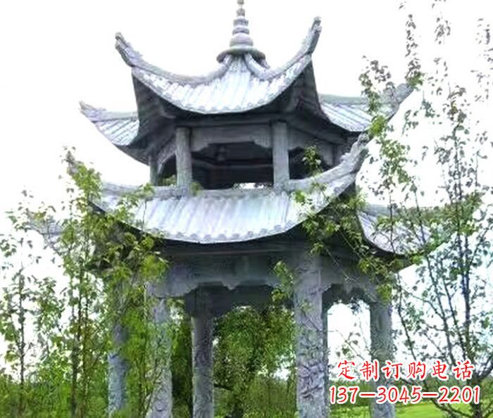 南通园林景观仿古六角石凉亭