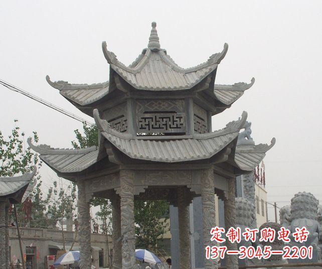 南通园林景观仿古石雕凉亭 (2)