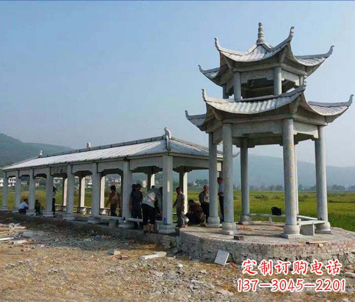 南通园林景观仿古石雕长廊凉亭