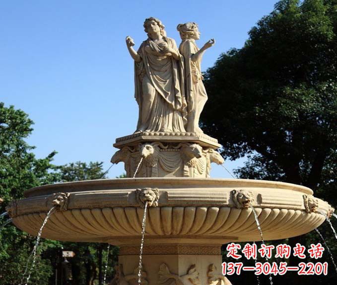 南通园林景观西方人物喷泉石雕