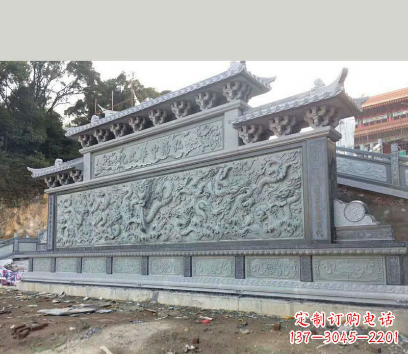 南通园林九龙壁景观石雕 (2)