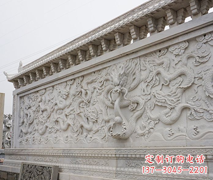 南通园林九龙壁石雕影壁 (5)