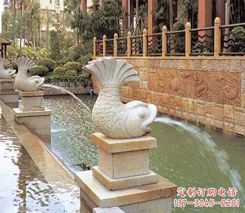南通园林鲤鱼喷泉景观石雕