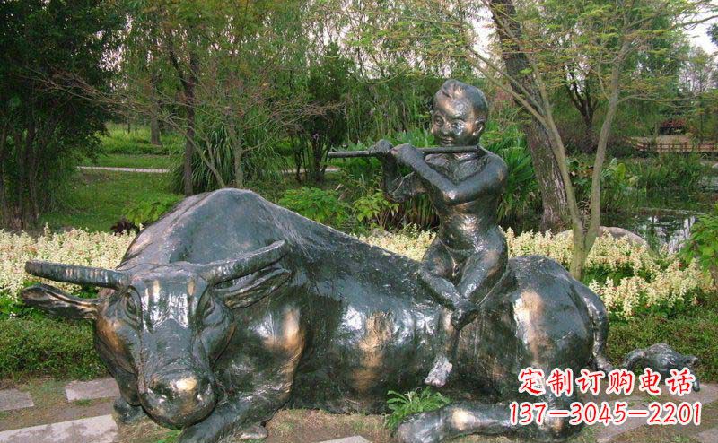 南通园林牧童牛景观铜雕
