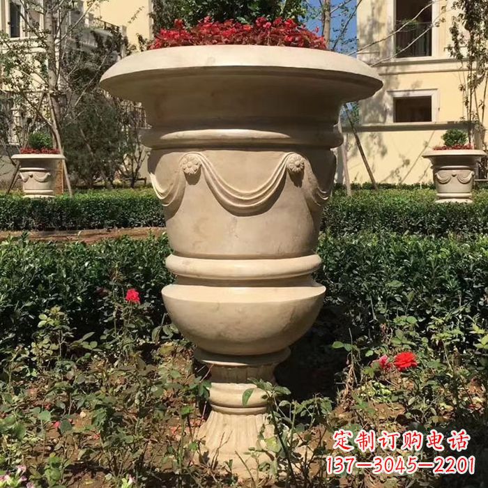 南通园林砂岩石雕花盆