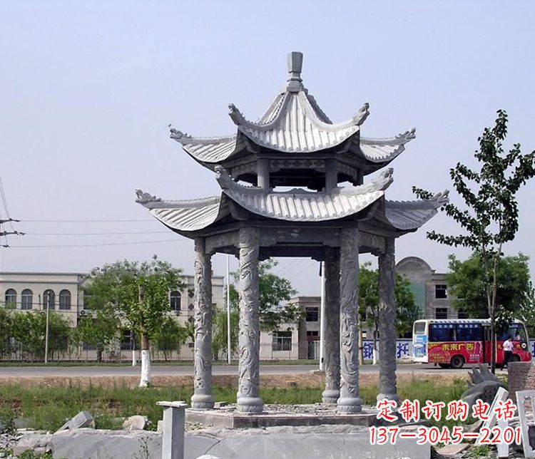 南通园林双层仿古凉亭石雕