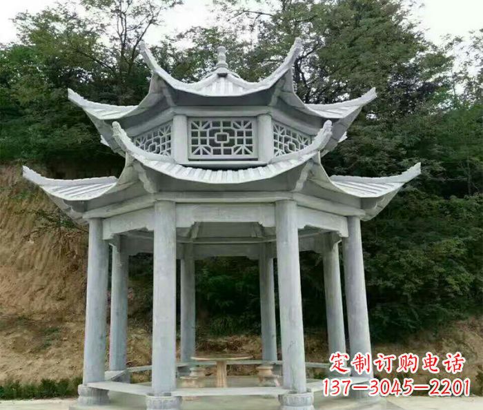 南通园林双层凉亭石雕 (2)