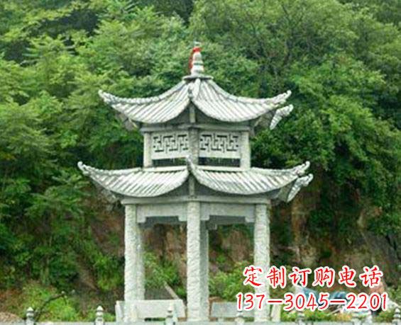 南通园林双层六角石凉亭景观石雕