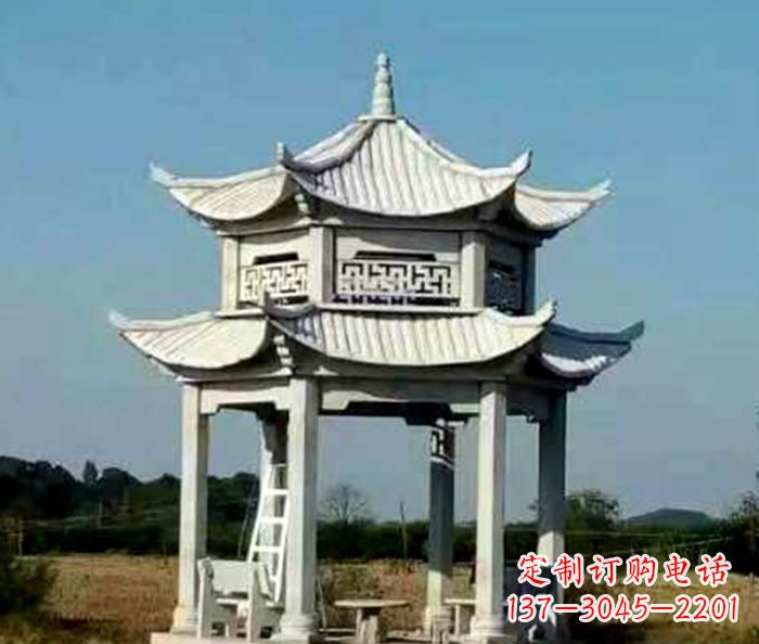 南通园林双层石雕凉亭 (2)
