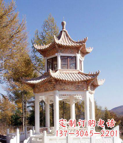 南通园林双层石凉亭景观石雕 (2)