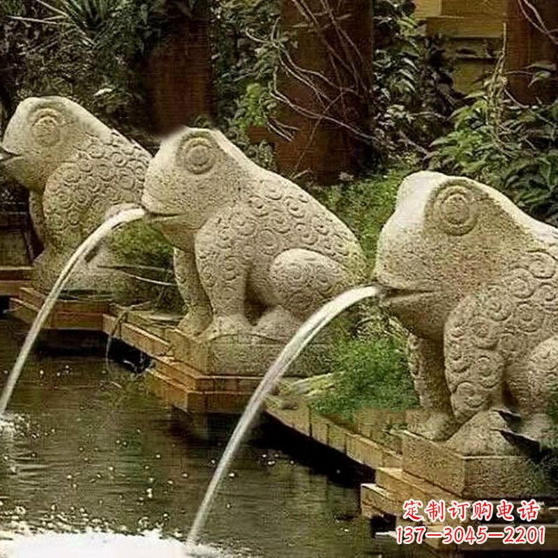 南通园林水景喷水抽象青蛙石雕