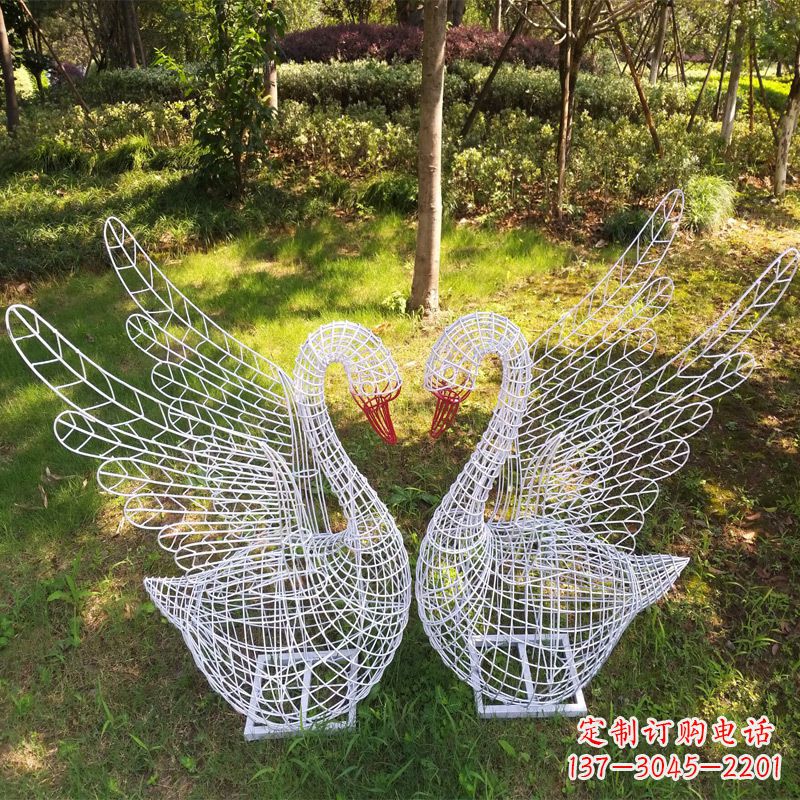 南通展翅天鹅公园绿地铁艺动物摆件