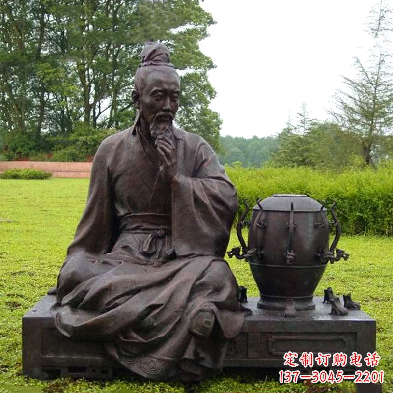 南通张衡与地动仪铜雕景观-公园园林历史名人情景雕塑