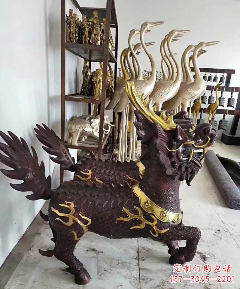 南通招财纳福麒麟铜雕