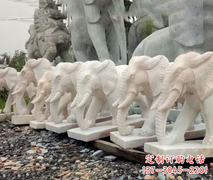 南通招财晚霞红大象石雕 (3)