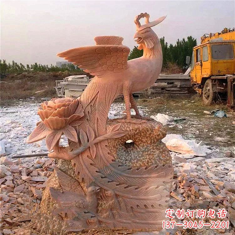 南通中国古代传说中的瑞鸟凤凰牡丹石雕