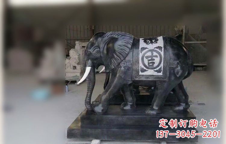 南通中国黑石材大象雕塑