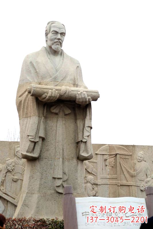 南通中国历史名人北宋绘画大师清明上河图画家张择端汉白玉石雕像