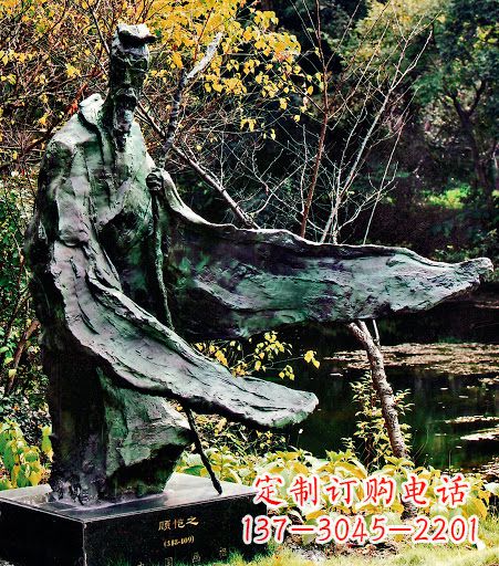 南通中国历史名人东晋杰出画家诗人顾恺之铜雕像