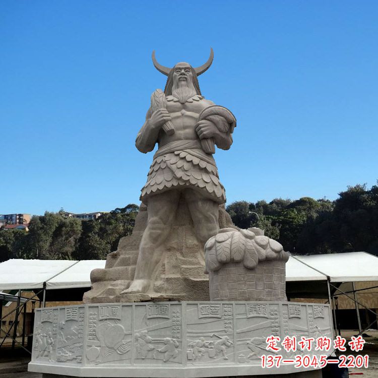 南通中国上古人物人文初祖汉白玉神农雕像
