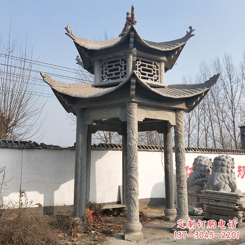 南通中式双层石雕凉亭