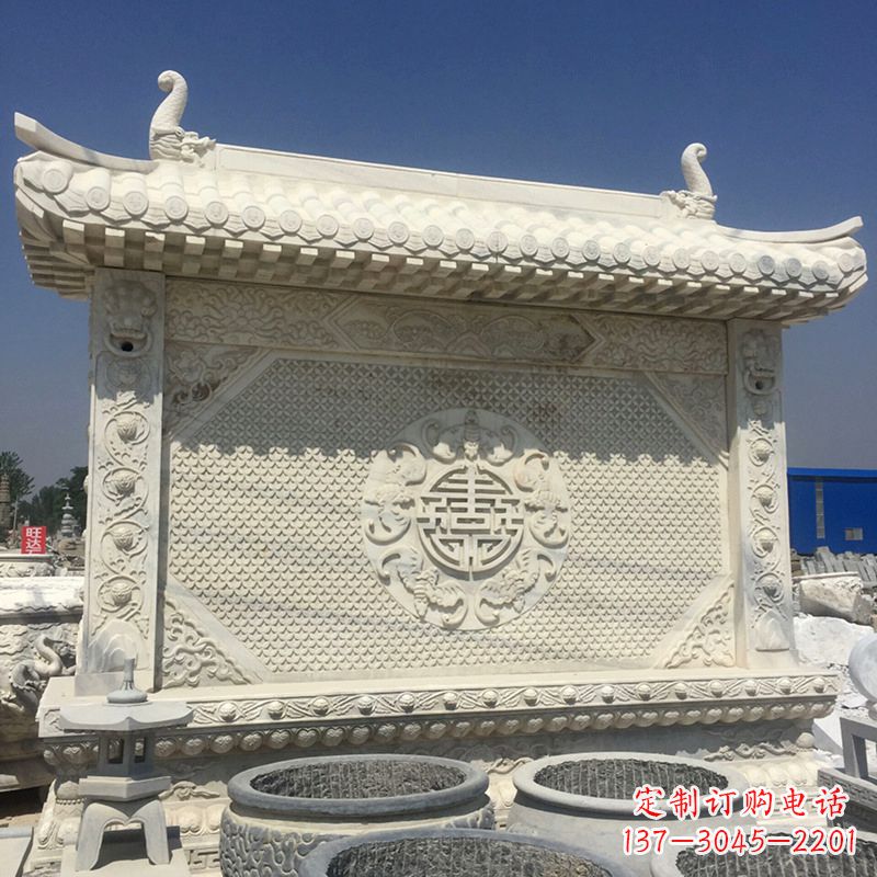 南通中式庭院影壁石雕-中国古建大门萧墙