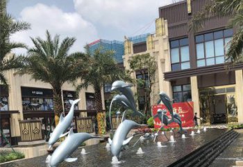 南通小区广场水景海豚雕塑