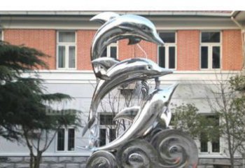 南通校园不锈钢海浪海豚雕塑