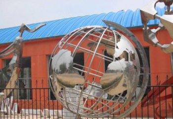 南通学校不锈钢地球仪雕塑