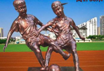 南通学校铜雕踢足球儿童