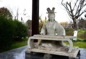 南通虞姬弹琴雕塑-公园古代人物著名美女情景雕塑