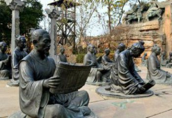 南通园林看竹简书的古代人物景观铜雕