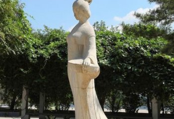 南通园林历史人物著名美女秦罗敷砂岩石雕塑像