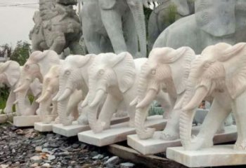 南通招财晚霞红大象石雕 (3)