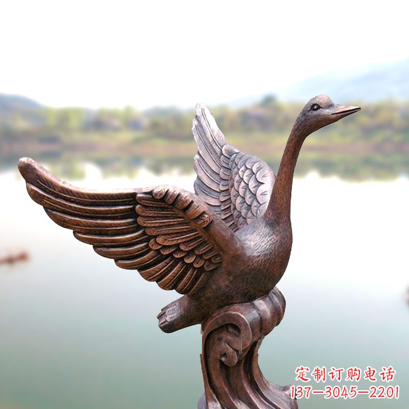 南通铸铜天鹅景观摆件