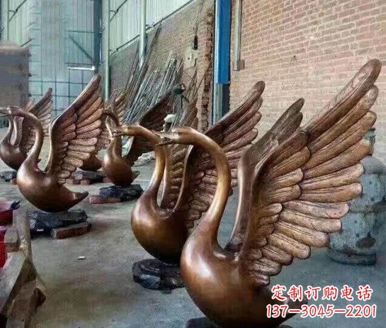 南通铸铜天鹅喷水动物喷泉雕塑